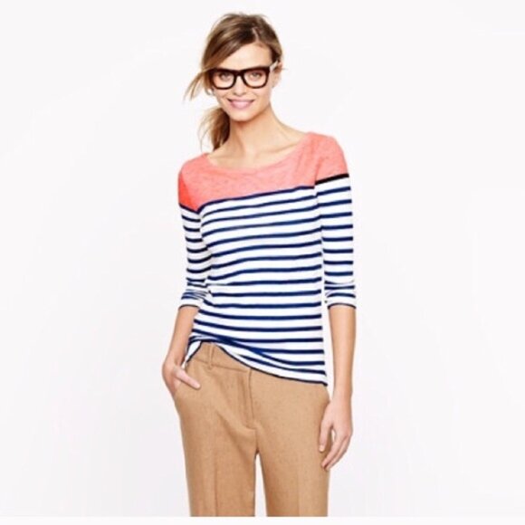 J.Crew Boatneck Three Quarters Sleeve Striped Tee Women's Size Small - Picture 7 of 7